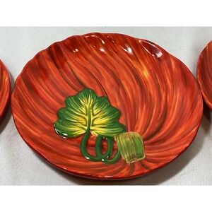Home & Garden Party Pumpkin Stoneware Plates Set of 3 Orange Fall Harvest 8in